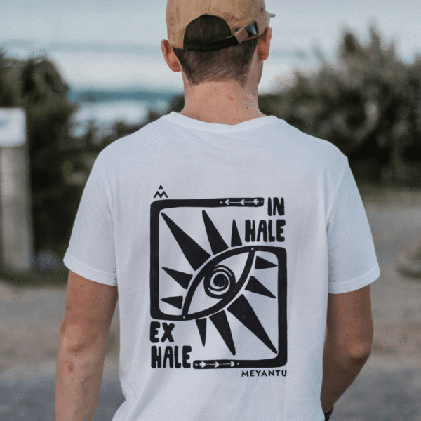 Bawełniany T-shirt INHALE EXHALE UNISEX White - obrazek 5