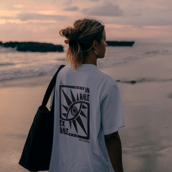 Bawełniany T-shirt INHALE EXHALE UNISEX White - obrazek 3